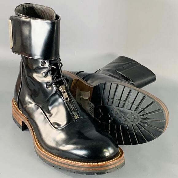 PORTS 1961 Size 11 Black Brown Leather Lace-Up Zipper Boots - Picture 5 of 9